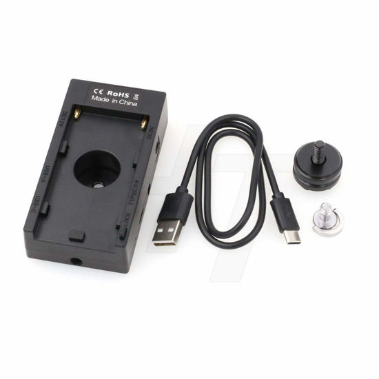 Picture of HangTon NP-F970 Battery Mount Plate 12V 8V DC 5V 9V USB Type C A Output Power Adapter for DSLR Camera Monitor, On/Off Switch, NP-F Charger (with 1/4'' Screw) (WY-F01A)