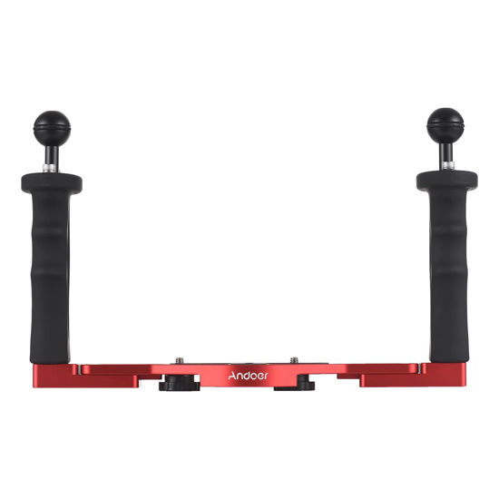 Picture of Andoer Dual Handle Camera Diving Rig Handheld Underwater Tray Stabilizer Adjustable Camera Diving Housing Bracket Replacement for GoPro Canon Sony Nikon DSLR Camera Waterproof Housing Bracket