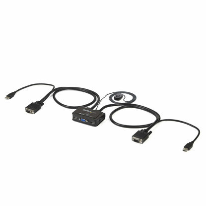 Picture of StarTech.com 2 Port USB VGA Cable KVM Switch - USB Powered with Remote Switch - KVM with VGA - Dual Port VGA KVM Switch (SV211USB),Black