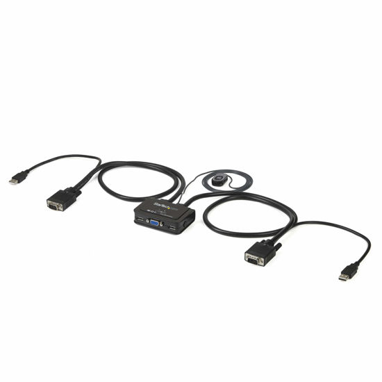 Picture of StarTech.com 2 Port USB VGA Cable KVM Switch - USB Powered with Remote Switch - KVM with VGA - Dual Port VGA KVM Switch (SV211USB),Black