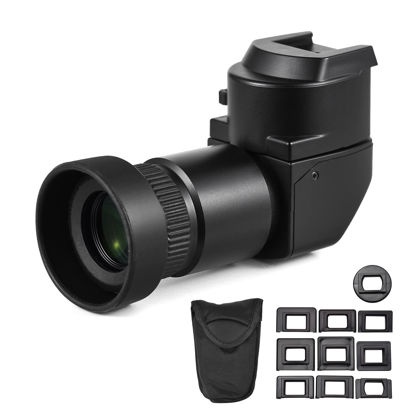 Picture of Camnoon Camera Viewfinder 1.25X/ 2.5X Magnification Right Angle Viewfinder with 10 Mounting Adapters Replacement for Canon Nikon Pentax Olympus Leica Fujifilm DSLR Camera