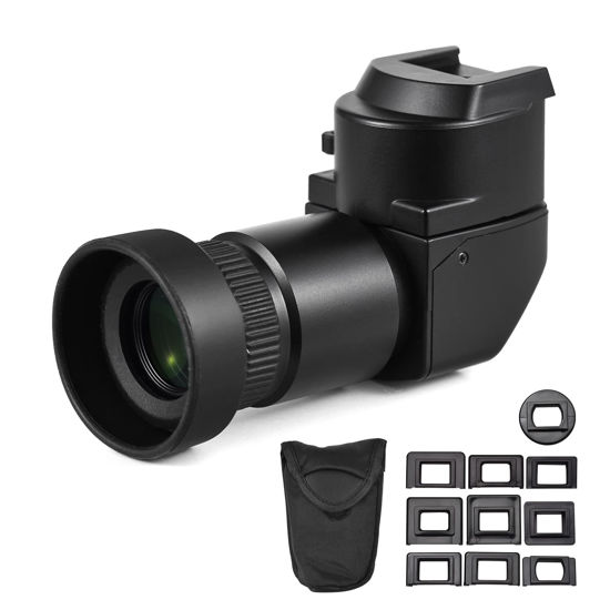 Picture of Camnoon Camera Viewfinder 1.25X/ 2.5X Magnification Right Angle Viewfinder with 10 Mounting Adapters Replacement for Canon Nikon Pentax Olympus Leica Fujifilm DSLR Camera