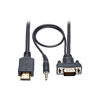 Picture of Tripp Lite HDMI to VGA + Audio Adapter Converter Cable Active Low Profile HD15 + 3.5mm M/M 1080p @ 60Hz 15ft 15' (P566-015-VGA-A), Black