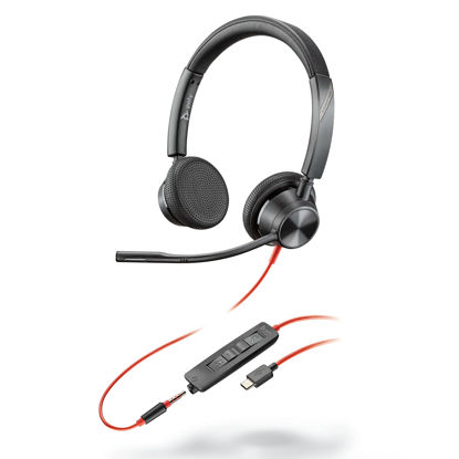 Picture of Plantronics - Blackwire 3325 Wired Stereo USB-C Headset with Boom Mic (Poly) - Connect to PC/Mac via USB-C or Mobile/Tablet via 3.5 mm Connector - Works with Teams, Zoom & More