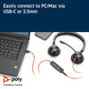 Picture of Plantronics - Blackwire 3325 Wired Stereo USB-C Headset with Boom Mic (Poly) - Connect to PC/Mac via USB-C or Mobile/Tablet via 3.5 mm Connector - Works with Teams, Zoom & More