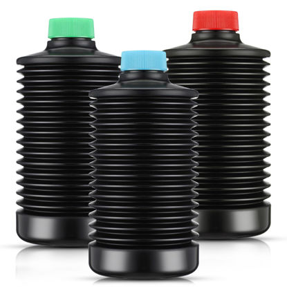 Picture of GlikCeil 3 Pcs 1000ml Darkroom Chemical Storage Bottles Foldable Liquid Container Film Photo Developing Processing Equipment Anti Oxidation Storage Laboratory Accessories, Black
