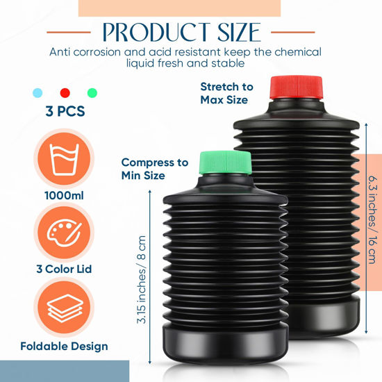 GetUSCart- GlikCeil 3 Pcs 1000ml Darkroom Chemical Storage Bottles ...