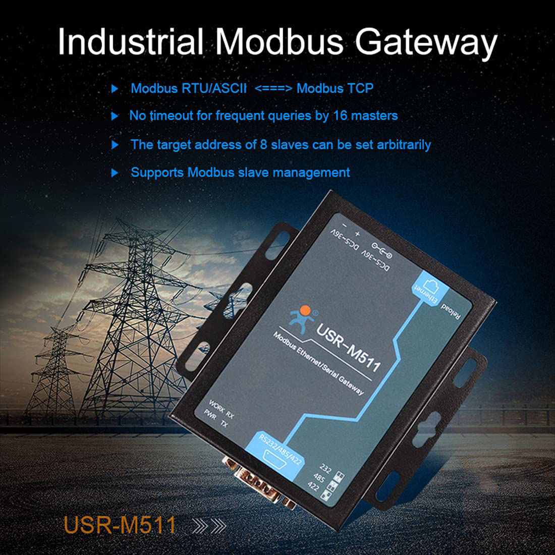 GetUSCart- USR-M511 Modbus RTU to Modbus TCP Converters RS232 RS485 ...