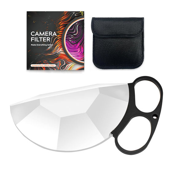 Picture of 150mm Handheld Subtle Kaleidoscope Lens Filter,Special Effects Lens Filters, Semicircular Optical Glass Prism Filter, Video SLR Camera Accessories