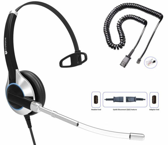 Picture of TruVoice HD-300 Deluxe Headset with Noise Reduction Voice Tube & HD Sound - Compatible with Yealink, Grandstream, Sangoma, Ooma and Snom Desk Phones