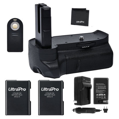 Picture of Battery Grip Bundle F/Nikon D3100, D3200, D3300: Includes Vertical Battery Grip, 2-Pk EN-EL14a Long-Life Batteries, Charger, UltraPro Accessory Bundle
