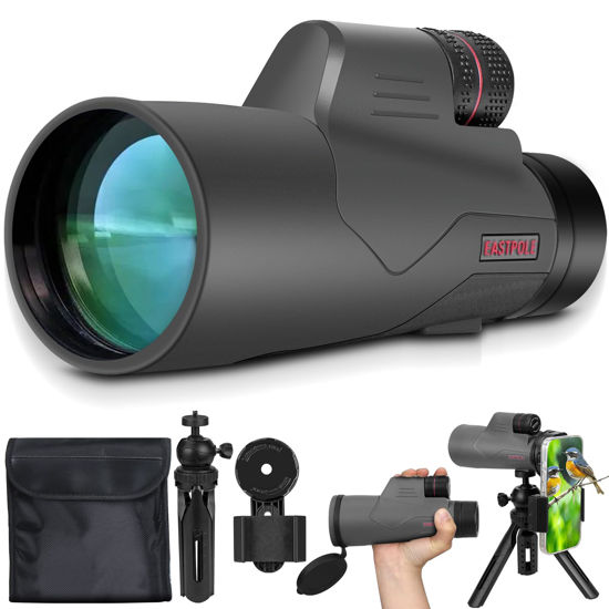 Picture of Monocular 12x56 High Power Monocular Telescope for Adults with Smartphone Adapter, FMC Lens & BAK4 Prism, for Bird Watching, Hunting, Hiking, Camping and Concerts(Grey)