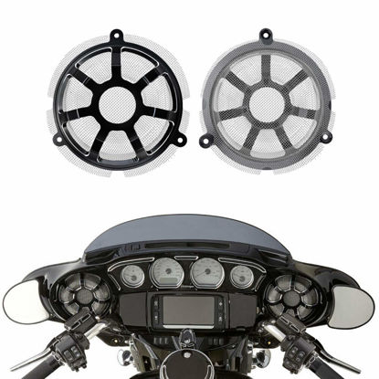Picture of REBACKER Motorbike Speaker Grill Masks Front Brust Trim Grill Cover For Harley Touring Electra Glide Ultra Classic Street Glide FLHX CVO Black