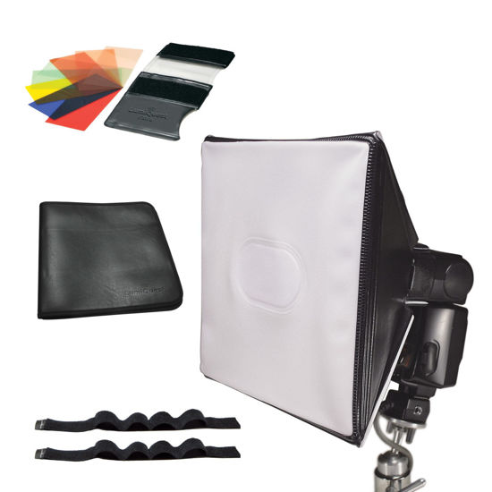 Picture of Lumiquest 9-Piece Colored Gel Strobist SoftBox Lighting Kit LQ-132 with UltraStrap Bundle - Features Light Modifier, Shadow Reducer and Light Diffuser - Includes FXtra Compact Flash Gel Flash Balancer