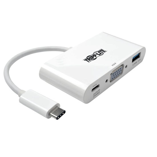 Picture of Tripp Lite USB C to VGA Multiport Video Adapter Converter 1080p w/ USB-A Hub, & USB-C PD Charging, Thunderbolt 3 Compatible, USB Type C, USB-C, USB Type-C (U444-06N-VU-C)