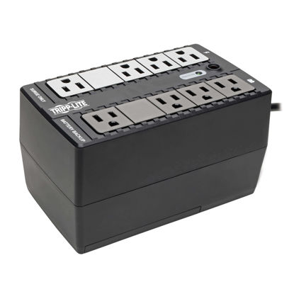 Picture of Tripp Lite 450VA Mini UPS Battery Backup Surge Protector, 8 Outlets, Uninterruptible Power Supply, Small UPS for Home & Office, TV & Computer UPS, 3-Year Warranty & $100,000 Insurance (BC450)