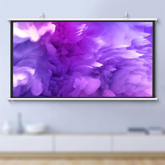 Picture of 30" 40" 50" 60" 72" Manual Pull Down Projector Screen Home Theater Projection Screen 4K HD Movie Screen, Anti-Crease, Easy Roll Up(60 Inch (16:9))