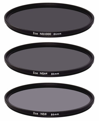 Picture of ICE 86mm Slim ND Filter Set ND1000 ND64 ND8 Neutral Density 86 10, 6, 3 Stop Optical Glass