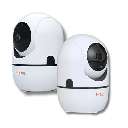 Picture of MobiCam HDX Wi-Fi Pan & Tilt Smart Nursery, Elderly & Home Monitoring Camera, 1080p HD Indoor Security Night Vision IP Camera, Motion Detection, Two-Way Audio, Cloud & SD Card Storage - (2-Pack)