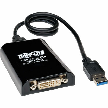 Picture of Tripp Lite USB 3.0 SuperSpeed to VGA-DVI Adapter 512MB SDRAM - 2048x1152,1080P(U344-001-R),Single Monitor,Black