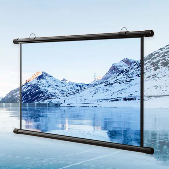 Picture of GSKDZG HD Projector Screen Manual Pull Down Projection Screen 30" 40" 50" 60" 72" Portable Home Theater Movie Screen for Indoor Outdoor, 4:3 16:9 Format(60 Inch (16:9))