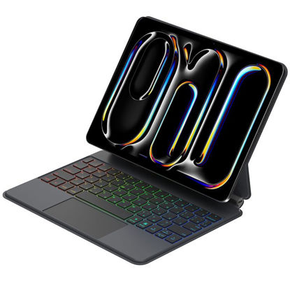 Picture of QYiiD iPad Pro 11 Inch (M4, 2024) Case with Keyboard, Magnetic Detachable Keyboard with Multi-Touch Trackpad, Backlit Wireless Keyboard Case with Easy-Set Magnetic Portrait/Landscape Stand, Black