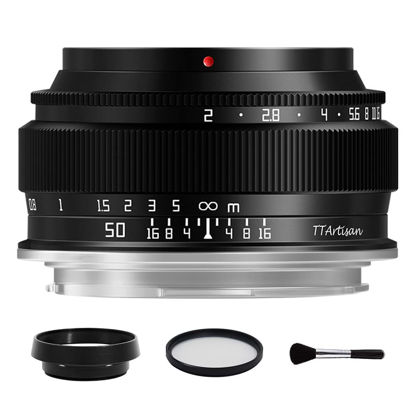 Picture of TTArtisan 50mm F2 Full Frame Large Aperture Manual Portrait Lens for Sony E Mount fe Mirrorless Camera Alpha A6000 A6300 A6400 A7C A7MIII A7MIV A7RIII A9 NEX-3 NEX-3N NEX-5 Black