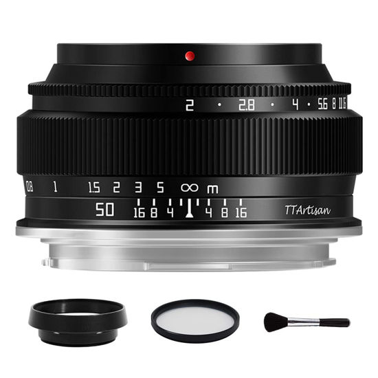 Picture of TTArtisan 50mm F2 Full Frame Large Aperture Manual Portrait Lens for Sony E Mount fe Mirrorless Camera Alpha A6000 A6300 A6400 A7C A7MIII A7MIV A7RIII A9 NEX-3 NEX-3N NEX-5 Black