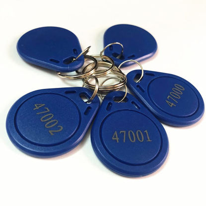 Picture of 100pcs Thin 26 Bit Proximity Key Fobs Weigand Prox Keyfobs Compatable with ISOProx 1386 1326 H10301 Format Readers, Works with The vast Majority of Access Control Systems(Blue)