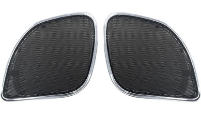 Picture of Hogtunes RG RM Grill-C Replacement Front Speaker Grills with Chrome Trim for 2015-Current Harley-Davidson Road Glide Models
