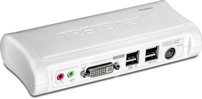 Picture of TRENDnet 2-Port DVI USB KVM Switch & Cable Kit with Audio, Manage Two PCs, 2 x USB Keyboard & Mouse Ports, 2 x Bonus USB 2.0 Ports, 2 Way Audio Support, TK-204UK