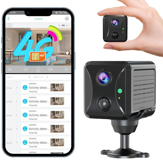 Picture of HD 4G LTE MINI Camera Equipped with SIM Card, Wireless Cameras for Home Security Infrared Night Vision, PIR Motion Detection, No WiFi Mini Camera Small Camera with Video Indoor Security Camera