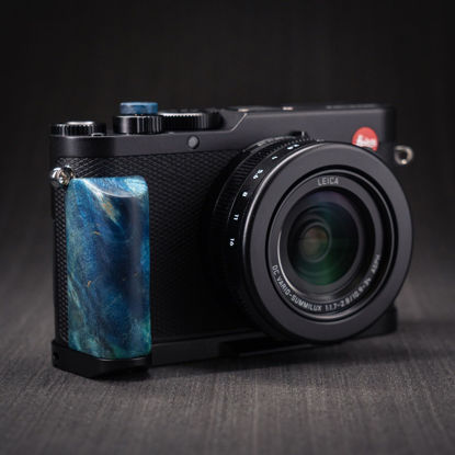 Picture of Wood Wooden Hand Grip + Aluminum Alloy Baseplate QR L Handle for D-LUX8 LUX8 Type 3952A Camera (Blue Stable Wood)