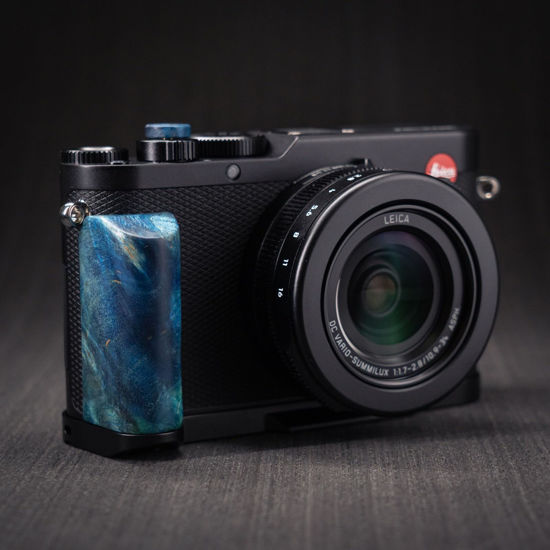 Picture of Wood Wooden Hand Grip + Aluminum Alloy Baseplate QR L Handle for D-LUX8 LUX8 Type 3952A Camera (Blue Stable Wood)