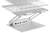 Picture of VIVO Universal 11 x 9 inch Height Adjustable Ergonomic Laptop Riser Docking Station with USB-C, USB-A, HDMI 4K60, DP 4K60, PD, RJ45, Tabletop Desk Stand Power Hub, Silver, STAND-V000LD