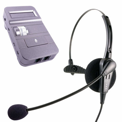 Picture of INNOTALK Office Headset Compatible with Avaya ATT MLS-12, MLS-18D, MLS-34D Phone Headset with Digital Headset Amplifier - Call Center Economic Noise Cancel Monaural Headset Package