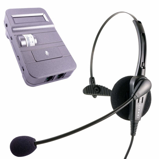 Picture of INNOTALK Office Headset Compatible with Avaya ATT MLS-12, MLS-18D, MLS-34D Phone Headset with Digital Headset Amplifier - Call Center Economic Noise Cancel Monaural Headset Package