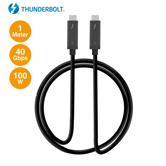 Picture of SIIG Thunderbolt 3 Certified, 40Gbps Thunderbolt 3 Active Cable 1M - 100W Charging/5A/20V - Daisy Chain up to 6 Devices - USB Type C with Thunderbolt Logo Compatible - 3.3 Ft