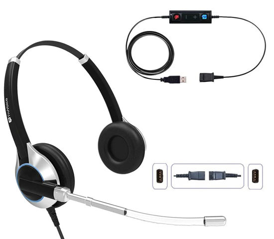 Picture of TruVoice HD-350 USB Deluxe Headset for The Office or Call Center - Works with All VoIP Phone Systems - Noise Canceling Microphone and HD Speakers