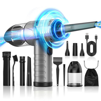 Picture of AFKK Compressed Air Duster,100000RPM Cordless Air Duster & Vacuum Cleaner 2 in 1, Portable Rechargeable Air Blower, 7500MAH Reusable Electric Air Duster- Good Replacement for Compressed Air Can