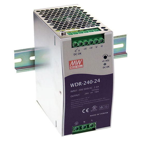 Picture of MEAN WELL WDR-240-24 Power Supply Din Rail Switching 240W 24 VDC, 10 Amp