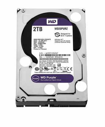 Picture of WD Purple 2TB Surveillance Hard Disk Drive - 5400 RPM Class SATA 6 Gb/s 64MB Cache 3.5 Inch - WD20PURX [Old Version]