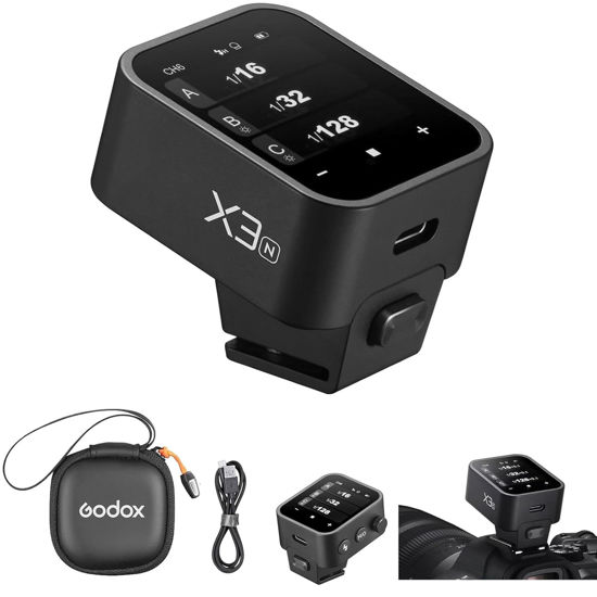 Picture of Godox X3 X3N TTL X3 N X3-N Wireless Flash Trigger for Nikon Camera, Built-in Lithium Battery, OLED Touchscreen Flash Transmitter