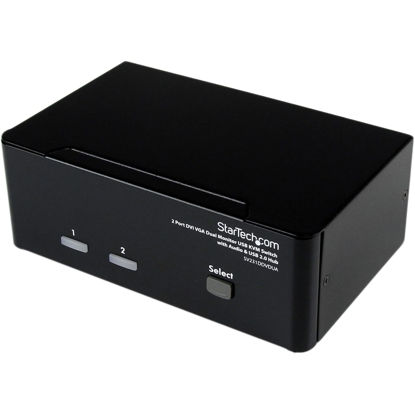 Picture of StarTech.com 2 Port KVM Switch - DVI and VGA w/ Audio and USB 2.0 Hub - Dual Monitor / Display / Screen KVM Switch - DVI VGA , TAA (SV231DDVDUA)