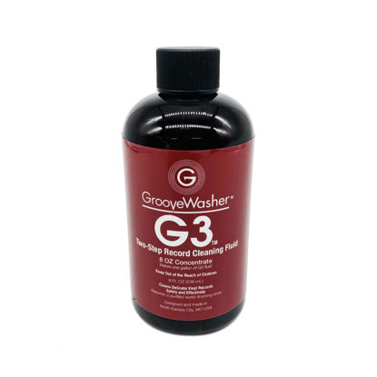 Picture of GrooveWasher G3 Record Cleaner Concentrate, 8 fl oz, Makes 1 GAL of Record Cleaning Solution - Record Cleaning Machine Compatible, Two-Step Formula for Dirty LPs