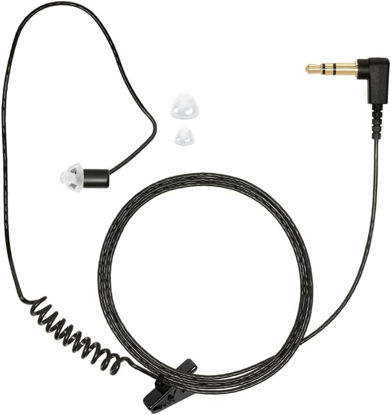 Picture of Sheepdog Covert Police Listen Only Earpiece, 22-Inch Black Cable, 3.5mm Connector, Ultra-Thin Wire, Removable Retainer Ear Hook and 3-Pack Clear Situational Awareness Eartips