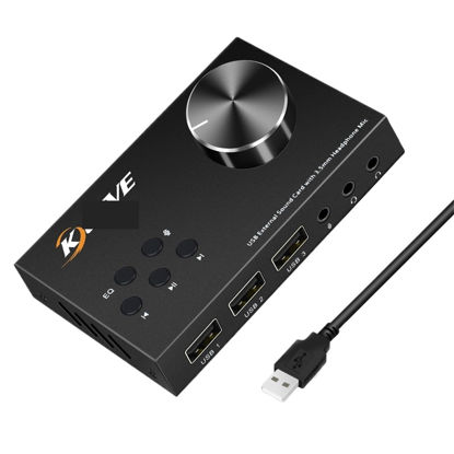 Picture of USB External Sound Card with 3.5mm Headphone Mic Interface Volume Control T10 External Sound Card Audio Adapter