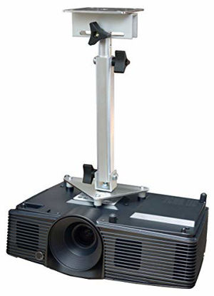 Picture of PCMD, LLC. Projector Ceiling Mount Compatible with BenQ CinePrime HT3550 TK810 TK850 W2700 with Lateral Shift Coupling (Telescoping 13-20-Inch Extension)
