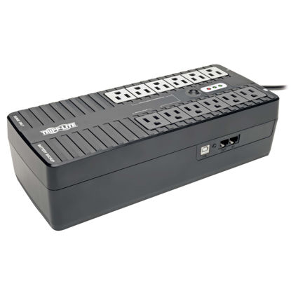 Picture of Tripp Lite 750VA UPS Battery Backup Surge Protector Efficient ENERGY-STAR Certified, AVR, 12-Outlet Uninterruptible Power Supply, Dataline Protection, 3-Year Warranty & 100,000 Insurance (ECO750UPS)