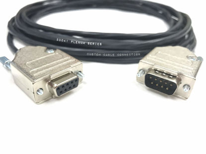 Picture of 40 Foot DB9 Male to Female RS232 Plenum Extension Serial Cable - 22 AWG with Plenum Black Jacket - Made in The USA by Custom Cable Connection